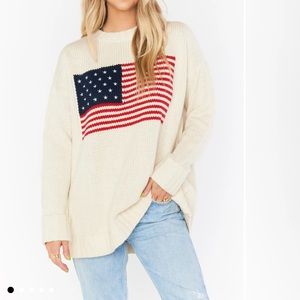 Show Me Your MuMu Fireside Cream American Flag Sweater XL